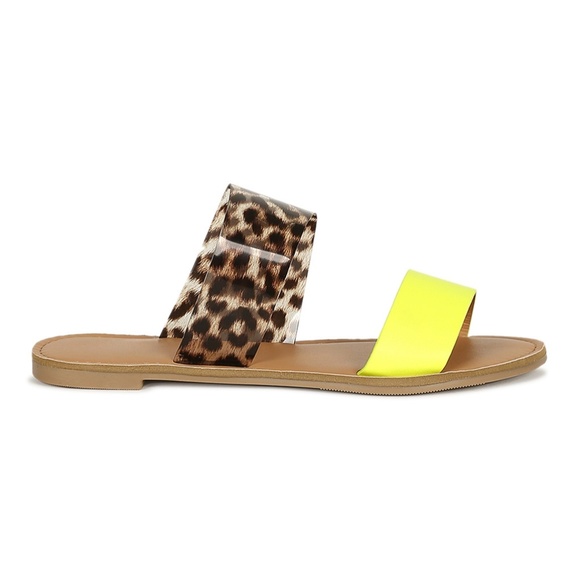 Qupid Shoes - Asymmetric Double Band Slide Sandal Qupid Shoes - Asymmetric Double Band Slide Sandal